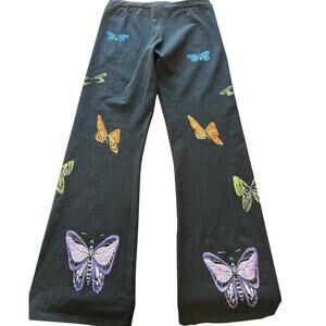 BaliDog Hand Painted Butterfly Yoga Pants Bootcut Flare Large